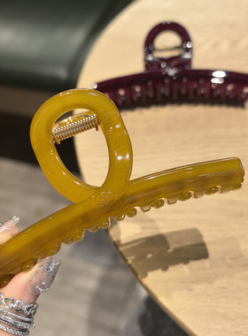 韩国进口AZNAVOUR AZ发饰11cm/13cm显白芥末黄丝带抓夹发抓鲨鱼夹