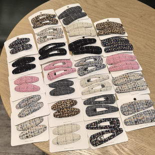 LERYAE韩国进口发饰秋冬粗花呢毛呢香风2个一组BB掰掰夹发夹边夹