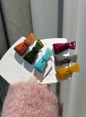 韩国进口发饰AZNAVOUR/AZ小枝条不对称蝴蝶结鸭嘴夹发夹边夹