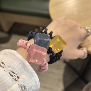 LERYAE韩国进口发饰甜美清透冰糖方糖方块电话绳发圈发绳皮筋多色