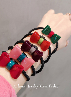 韩国进口 AZNAVOUR AZ 发饰小巧糖果色蝴蝶结发圈皮筋发绳8色入