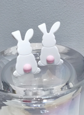 韩国进口 AZNAVOUR AZ 发饰白色小兔子粉尾巴刘海发夹边夹扣夹