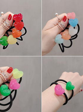 韩国进口 AZNAVOUR AZ 发饰糖果色彩色小爱心桃心皮筋发圈发绳