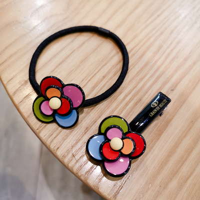 韩国进口风车花朵发绳鸭嘴夹边夹