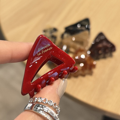 aidemoli韩国进口发饰中小镂空三角形百搭时髦复古抓夹发抓鲨鱼夹