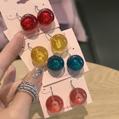 韩国进口AZNAVOUR AZ饰品透明苏打汽水琉璃气泡彩珠圆球耳环耳饰