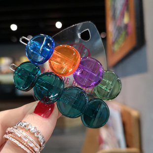 发饰透明色4纽扣小圆片扣夹发夹边夹多色 韩国进口 AZNAVOUR