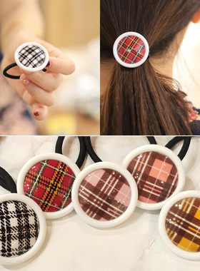 韩国进口 AZNAVOUR AZ 发饰圆盘格子格纹皮筋发圈发绳