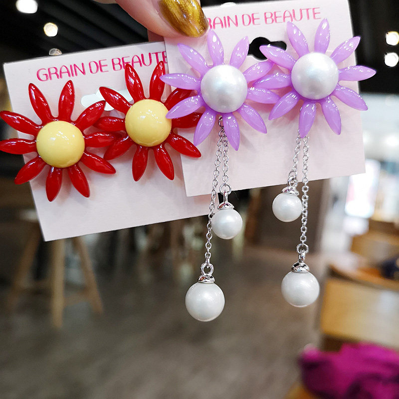 韩国进口 aznavour az  饰品太阳花向日葵珍珠耳饰耳钉