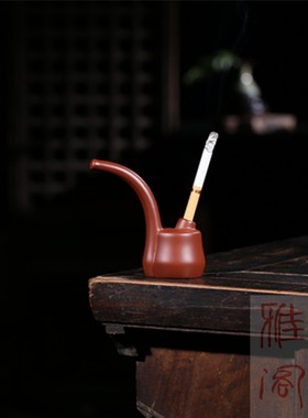 宜兴紫砂烟斗原矿大红袍创意烟嘴吸烟斗烟灰缸特价包邮