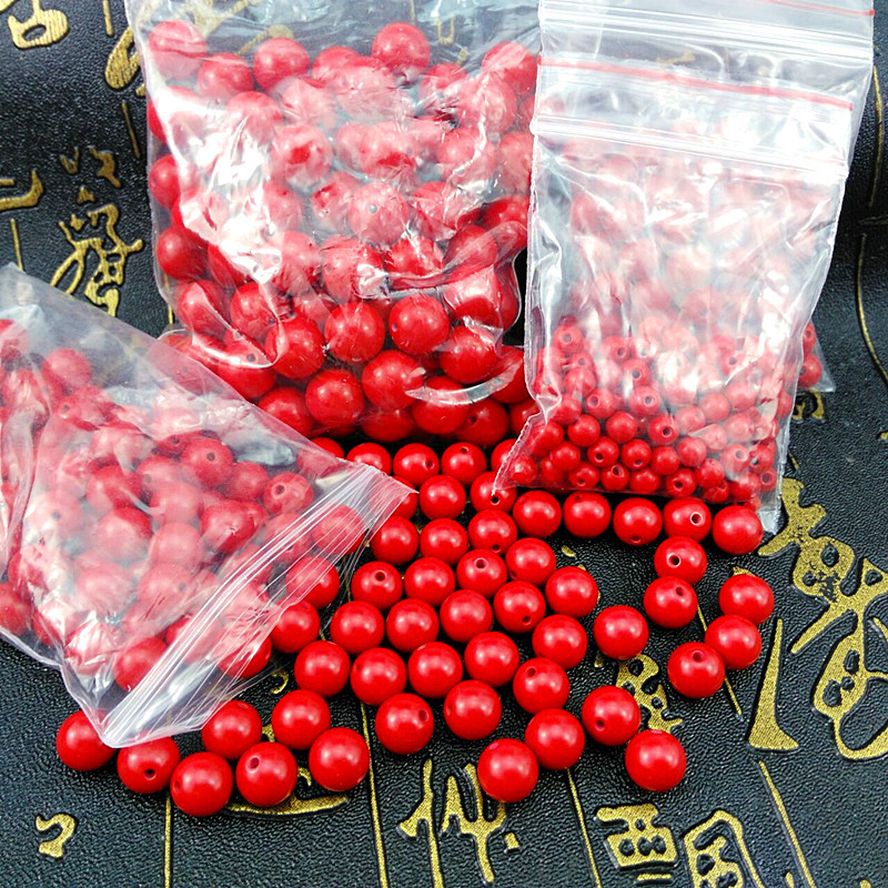 朱砂圆珠配件diy隔珠散料手链半成品朱砂手串红砂散珠子厂家直销