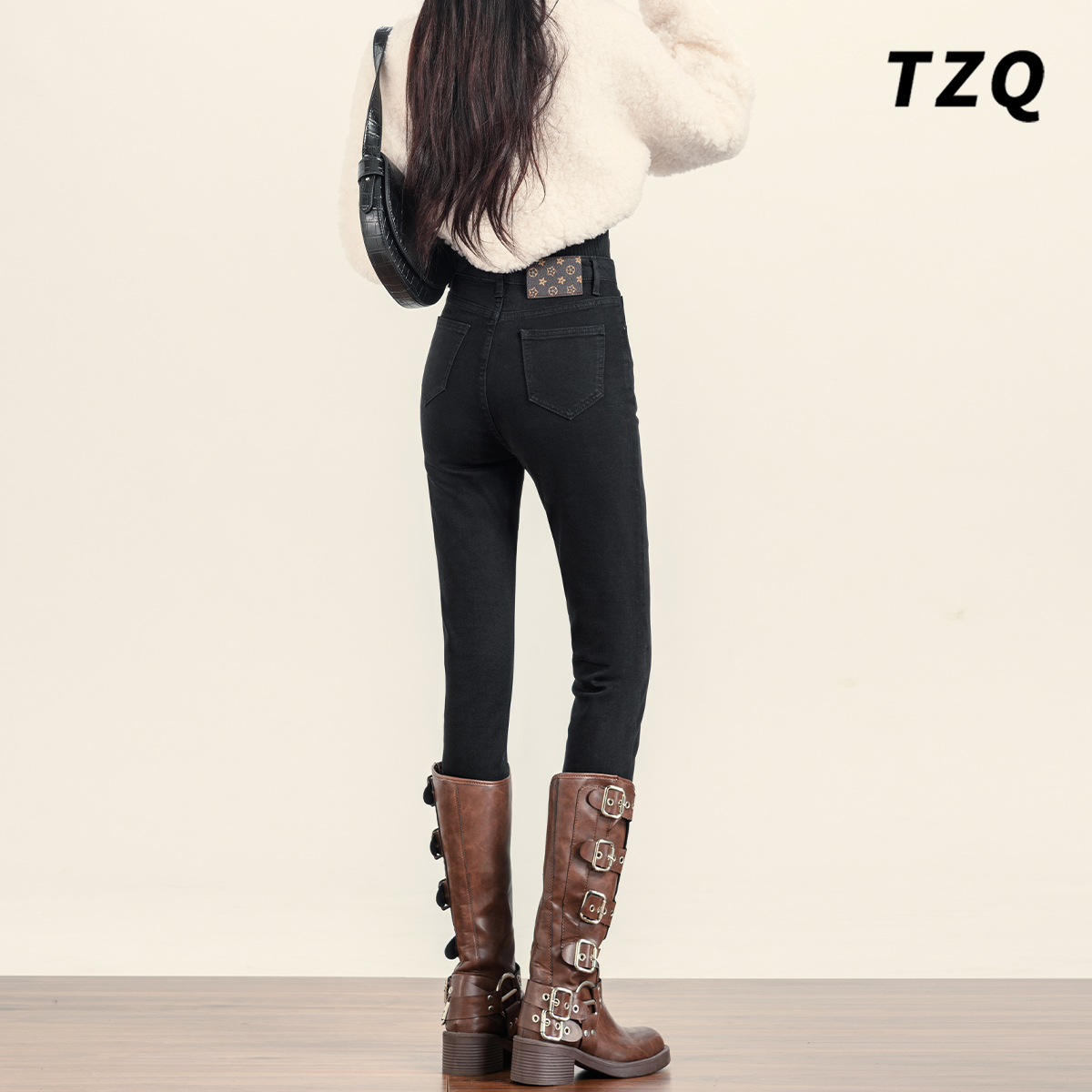 百搭高腰修身显瘦加绒小脚铅笔裤