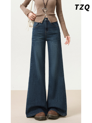 美式高腰微喇牛仔裤女爆款2025年秋季新款弹力显瘦不贴腿喇叭裤子