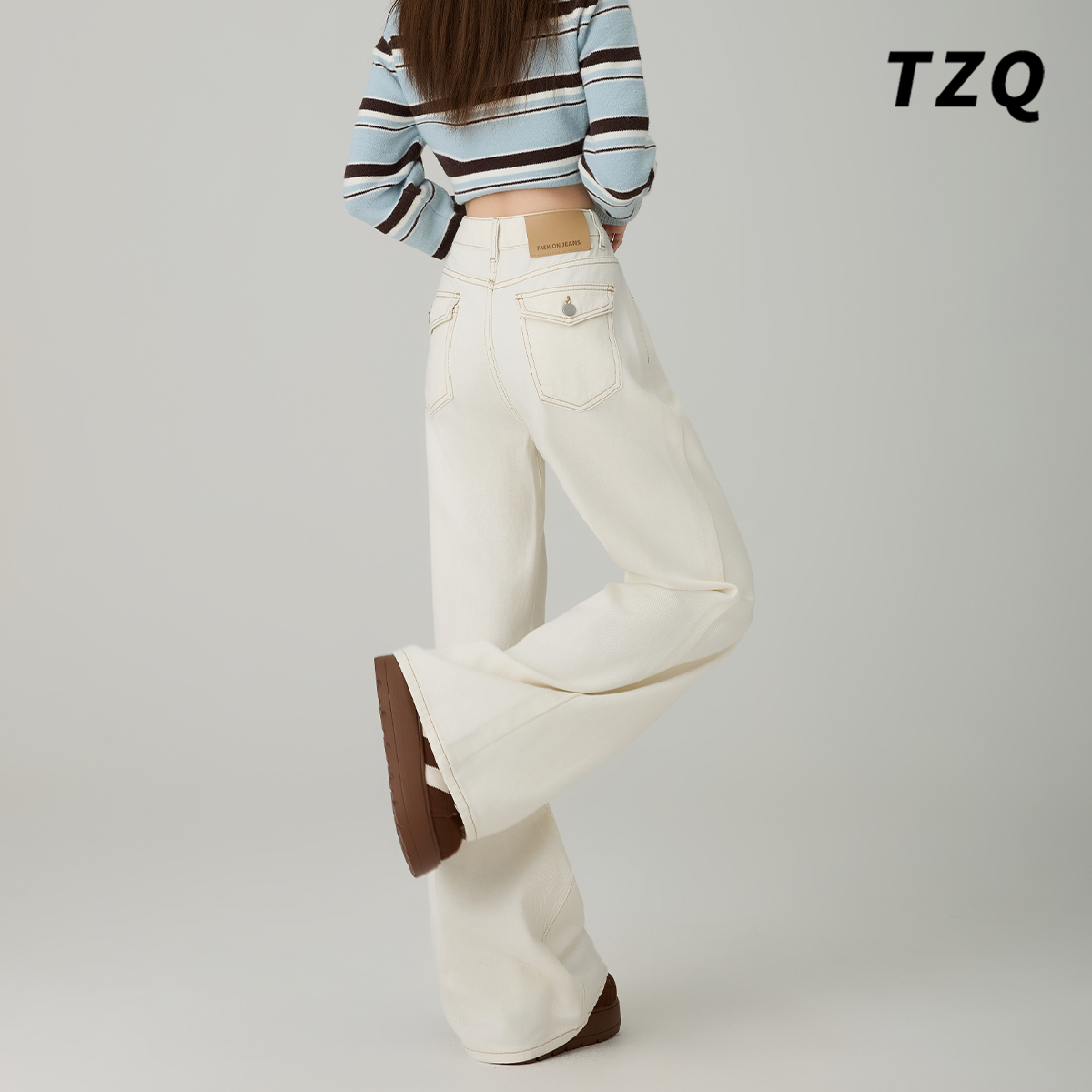 秋冬高腰宽松显瘦加绒阔腿喇叭裤