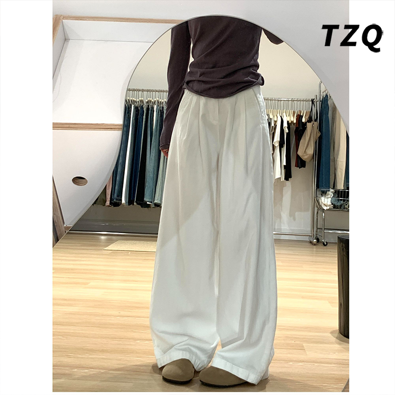 新款时尚慵懒风宽松垂感拖地裤子