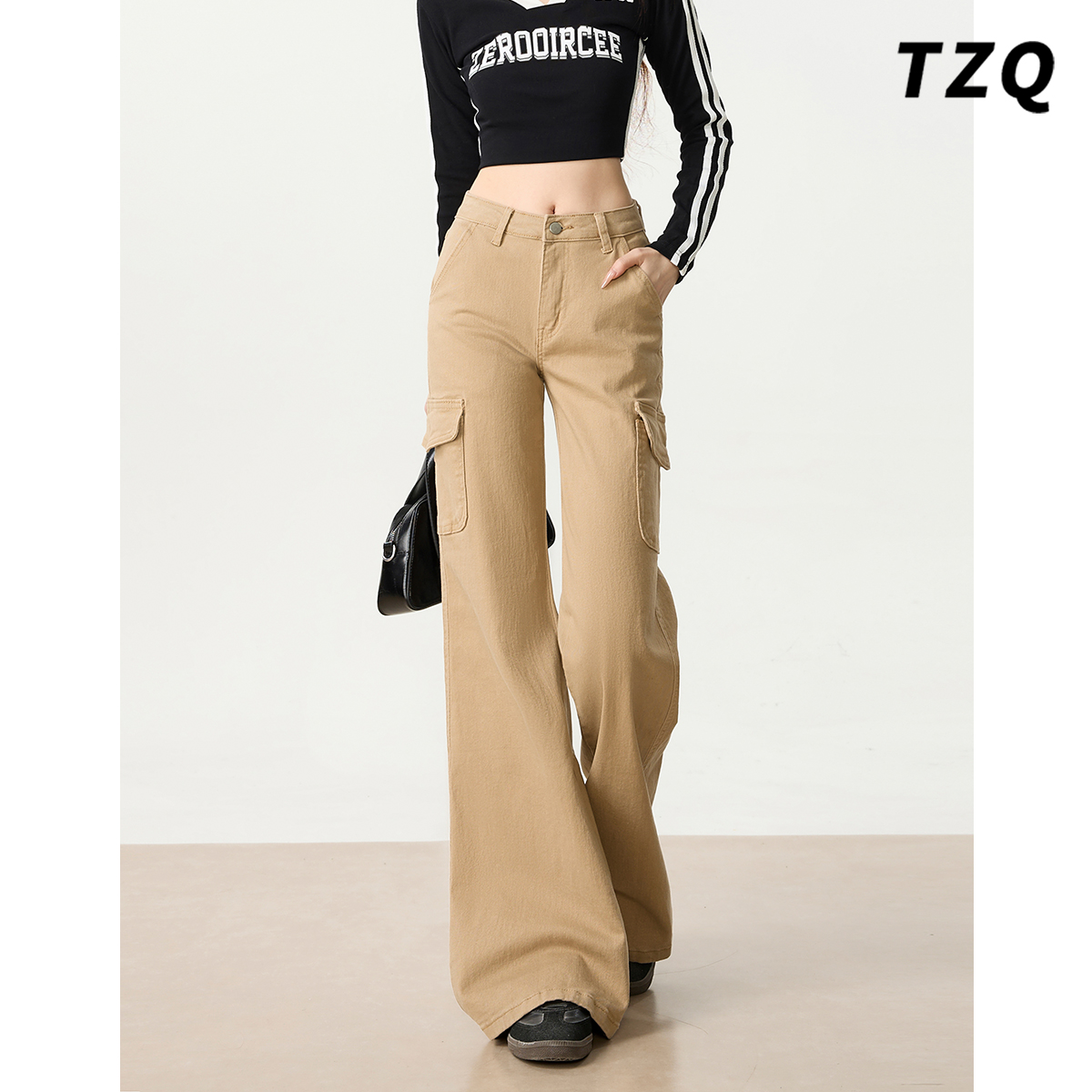 新款时尚百搭宽松显瘦拖地喇叭裤