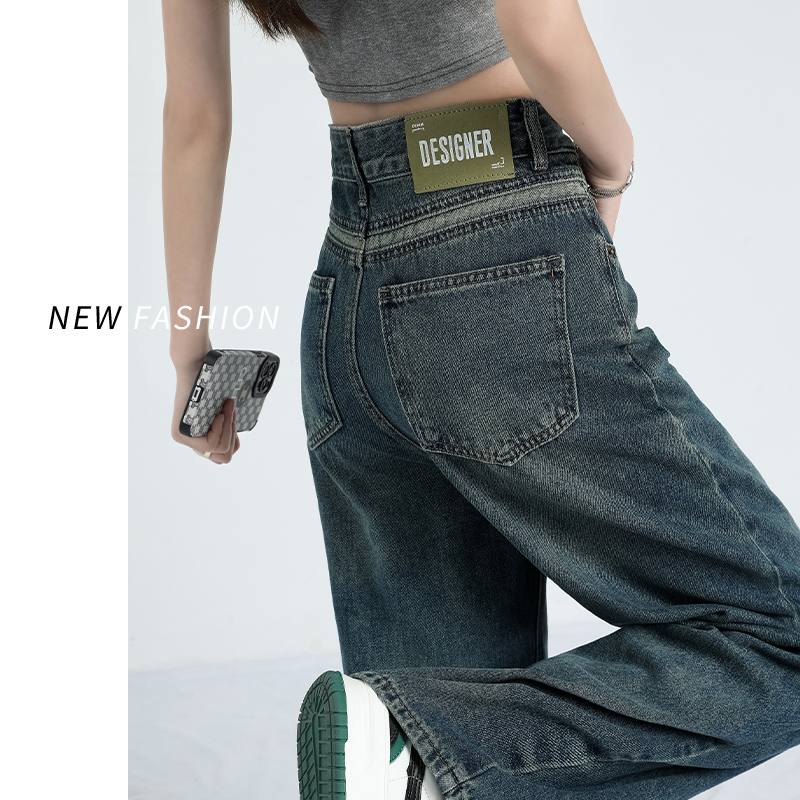 高腰阔腿牛仔裤女早春2025年新款
