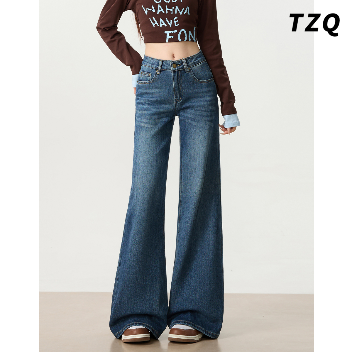 2025秋季显瘦垂感拖地阔腿喇叭裤