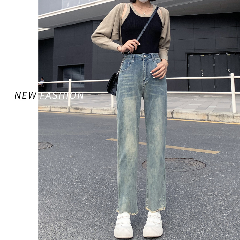 复古直筒牛仔裤女春秋2025年新款
