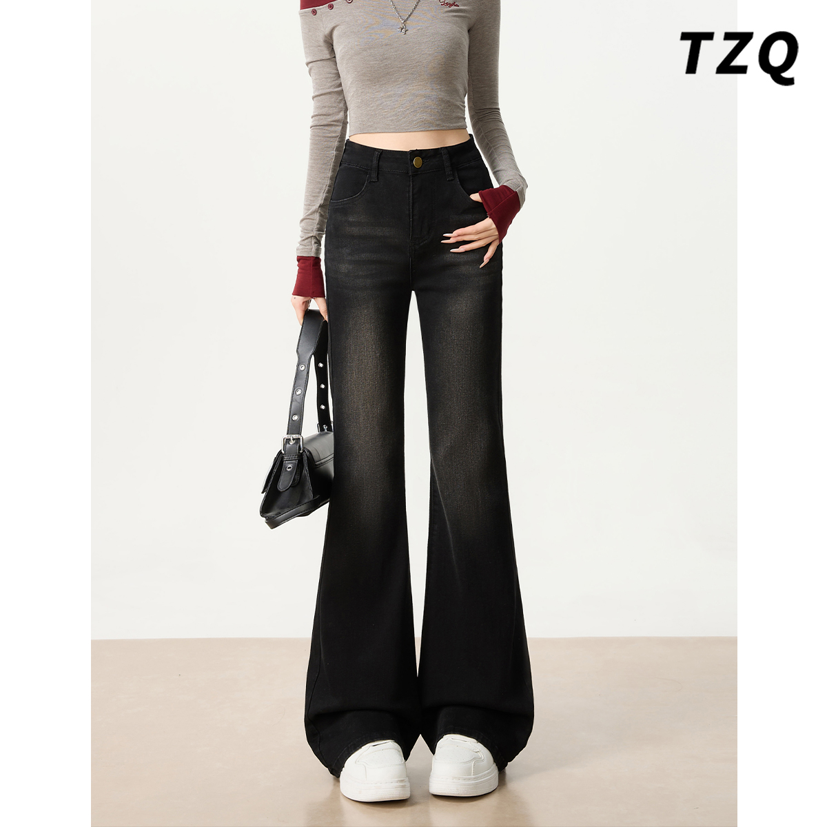 新款小个子宽松修身显瘦喇叭裤子