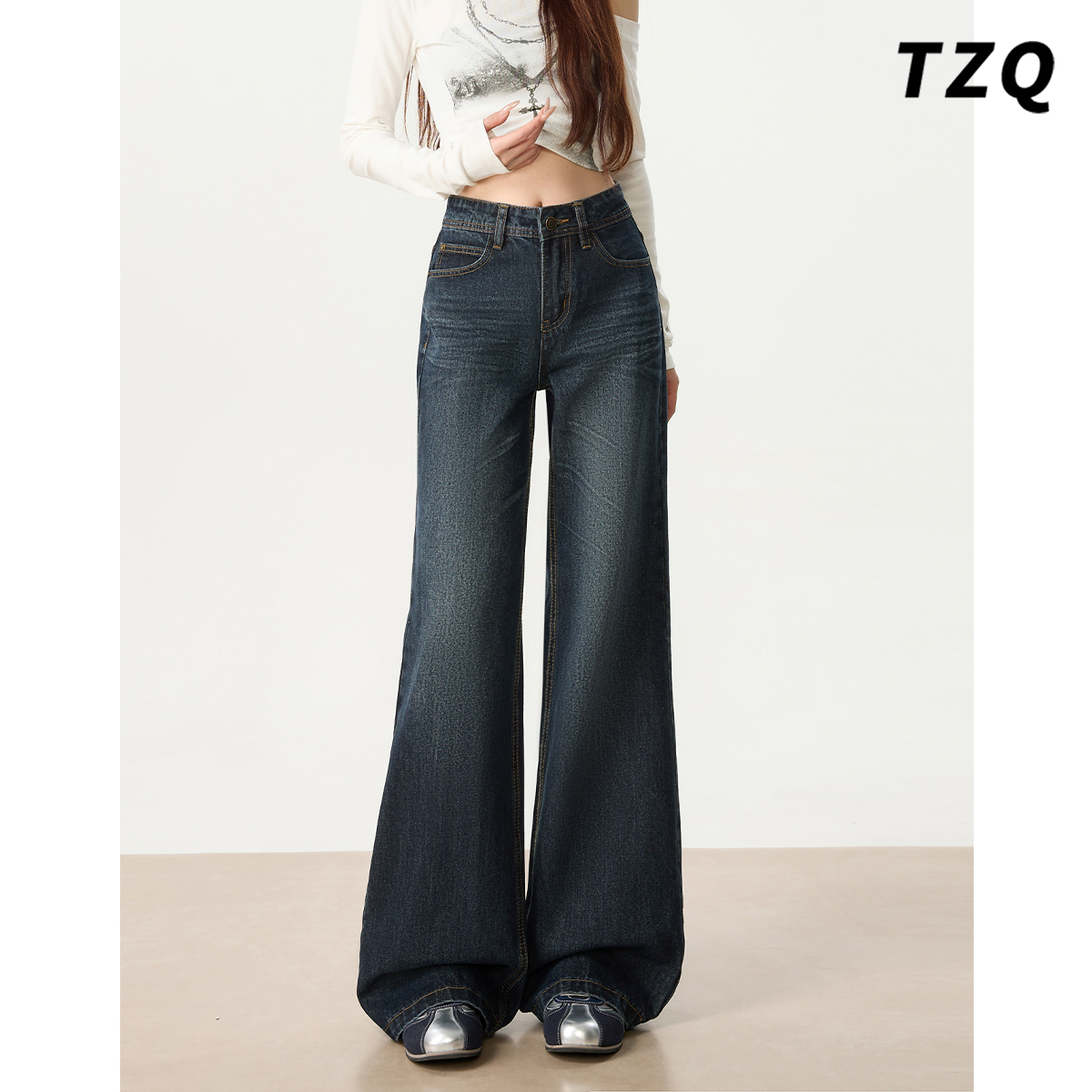 秋季高腰修身显瘦不贴腿喇叭裤子