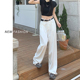 白色阔腿牛仔裤 高腰宽松显瘦垂感直筒垂感拖地裤 女春秋季 2025爆款