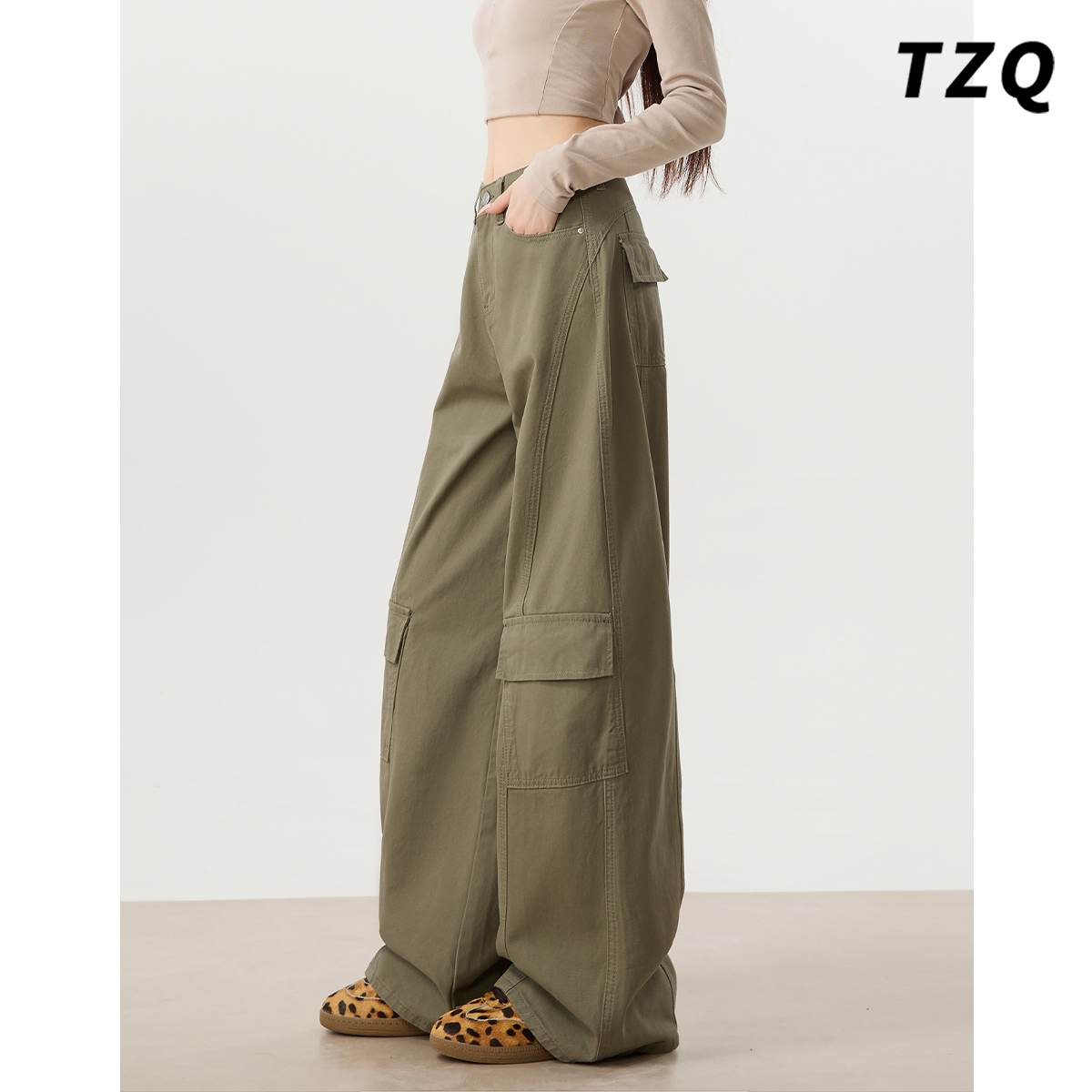 爆款2025秋季新款高腰宽松阔腿裤