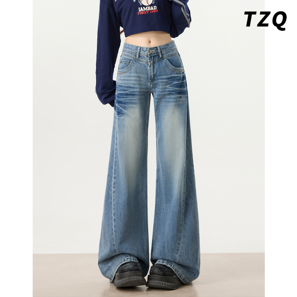 秋季新款低腰宽松显瘦阔腿拖地裤