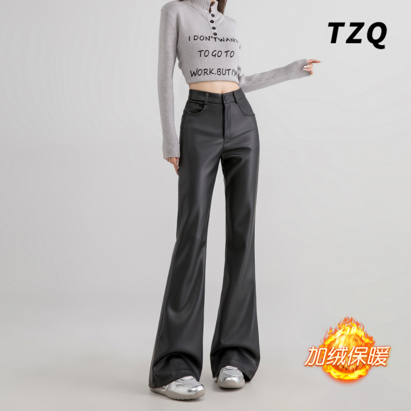 秋冬季加绒加厚高腰时尚喇叭裤子