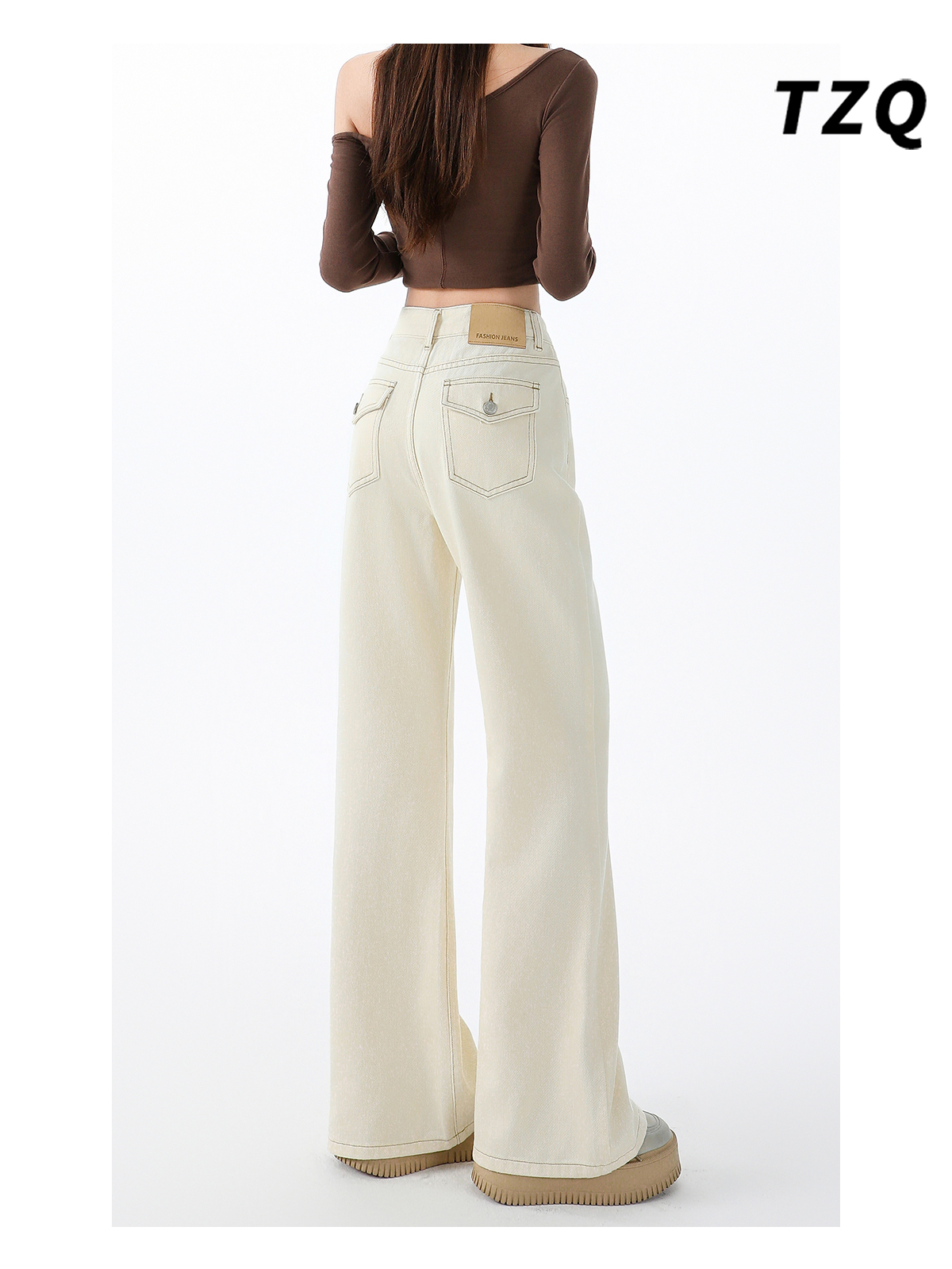 高腰微喇叭牛仔裤女2025秋季新款宽松显瘦不贴腿阔腿垂感拖地裤子