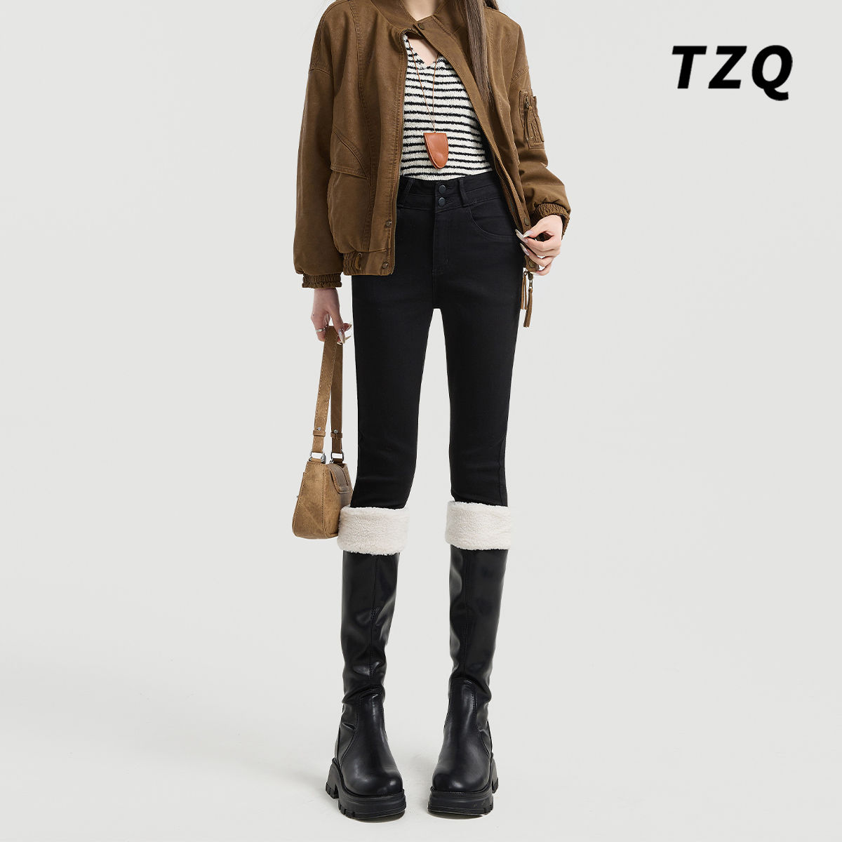 高腰修身显瘦弹力紧身小脚铅笔裤