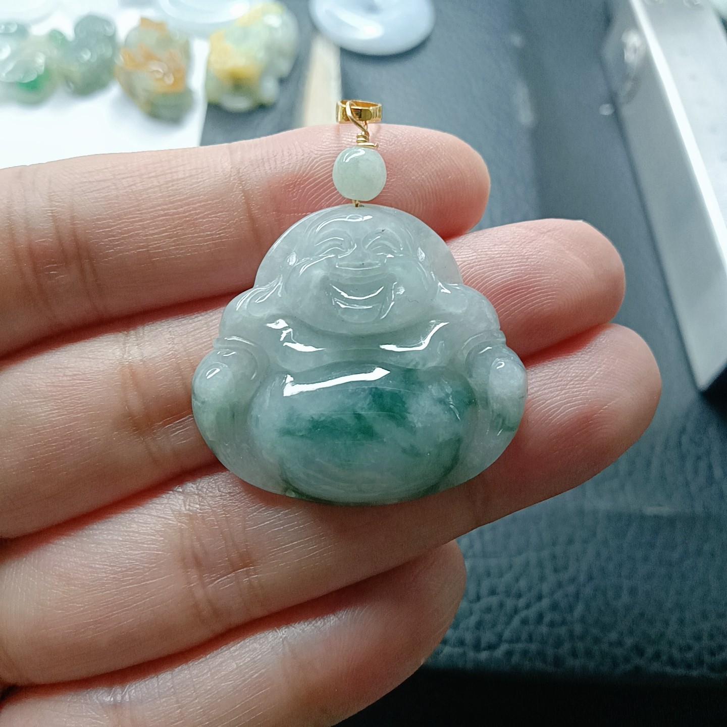 缅甸天然翡翠A货玉佛公吊坠挂件