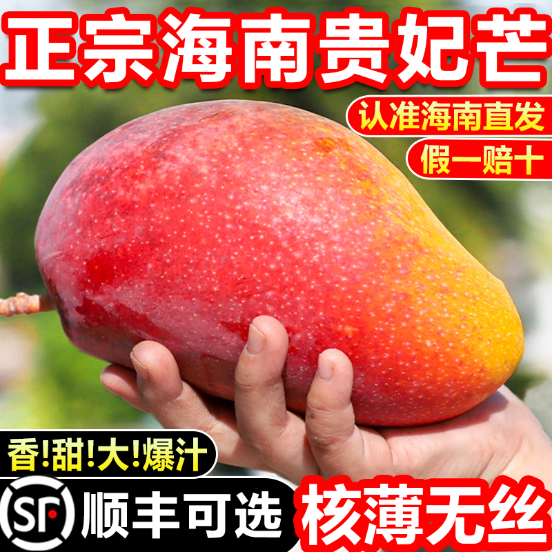 海南贵妃芒芒果新鲜10斤当季水果树上熟辣椒芒果整箱包邮大果正宗