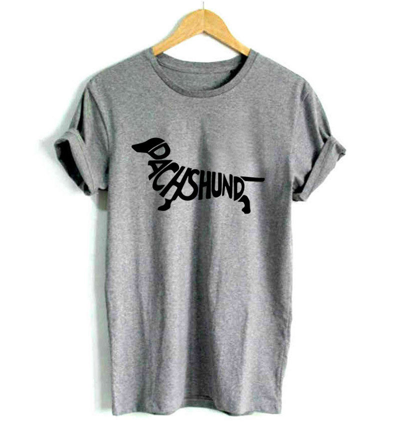 dachshund dog 腊肠狗字母印花女装潮牌上衣半袖印花圆领体桖g420