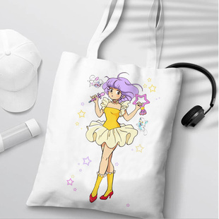 Cartoon Creamy Mami 印花帆布袋单肩包折叠袋手提购物袋跨境外贸