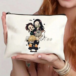 恶魔杀手 Kamado Nezuko 手提包时尚帆布带化妆包便携式购物袋