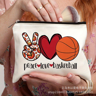 跨境热卖Basketball Make Up Bag 篮球体育印花旅行化妆包手拿包