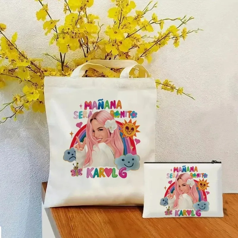 2 件 套 Karol G 印花大容量单肩包女士休闲手提包,箱包皮具/热销女包/男包,时尚帆布包,淘宝优惠券,粉丝福利购,淘宝优惠卷