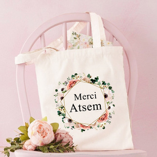 跨境外贸Merci Atsem花卉印花帆布包原宿单肩包时尚手提袋购物袋