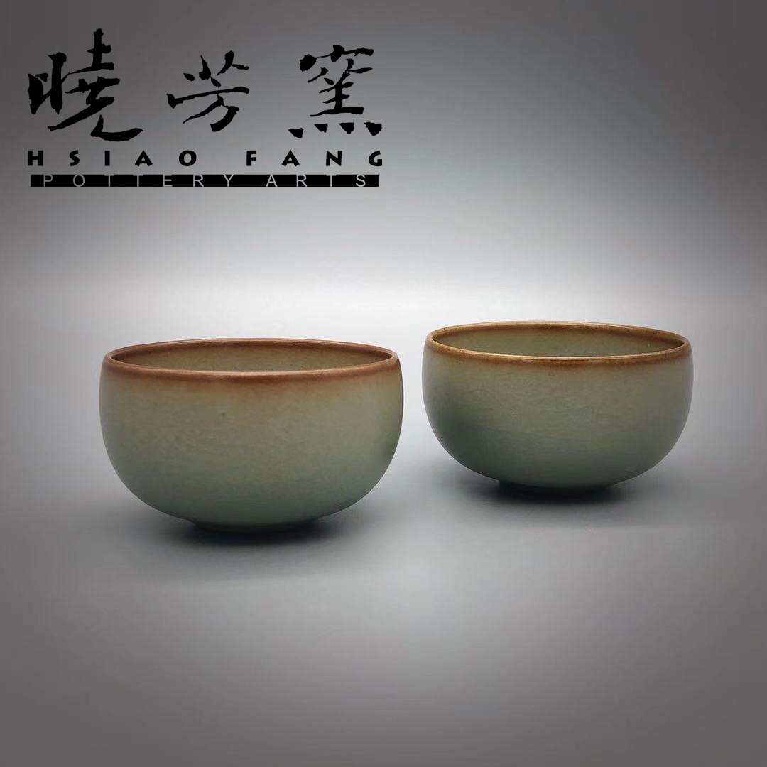 台湾晓芳窑汝窑粉青开片圆口茶杯无瑕疵中期款包邮已售罄