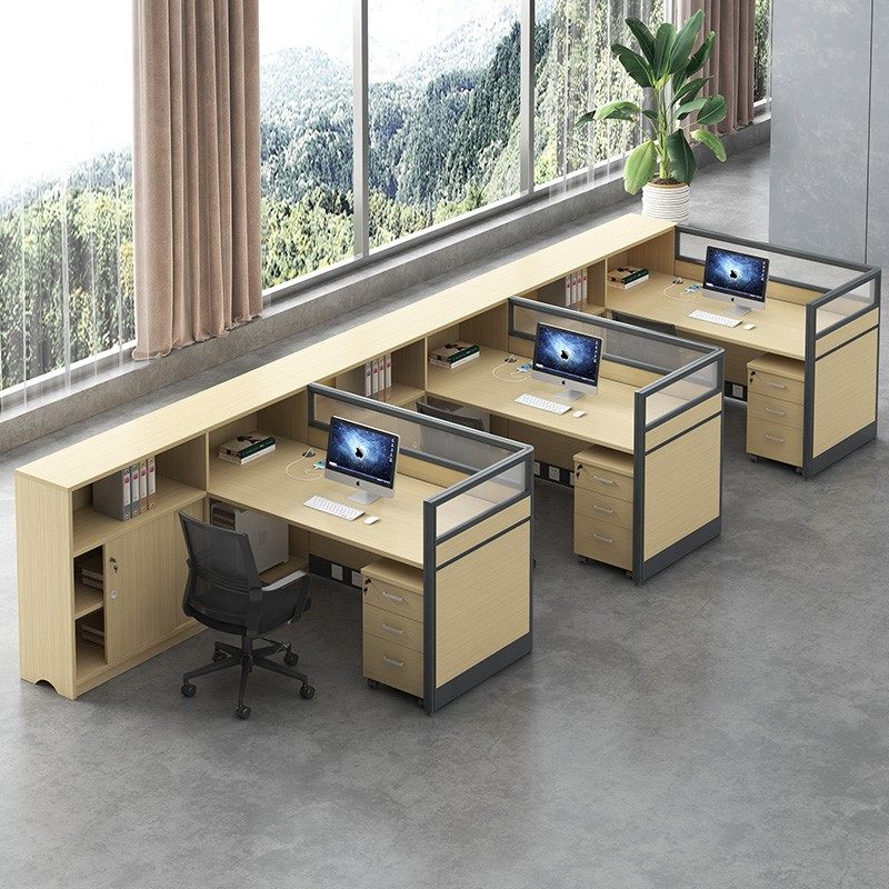 职员办公桌2/4/6人位办公卡座屏风隔断现代简约办公电脑桌椅组合