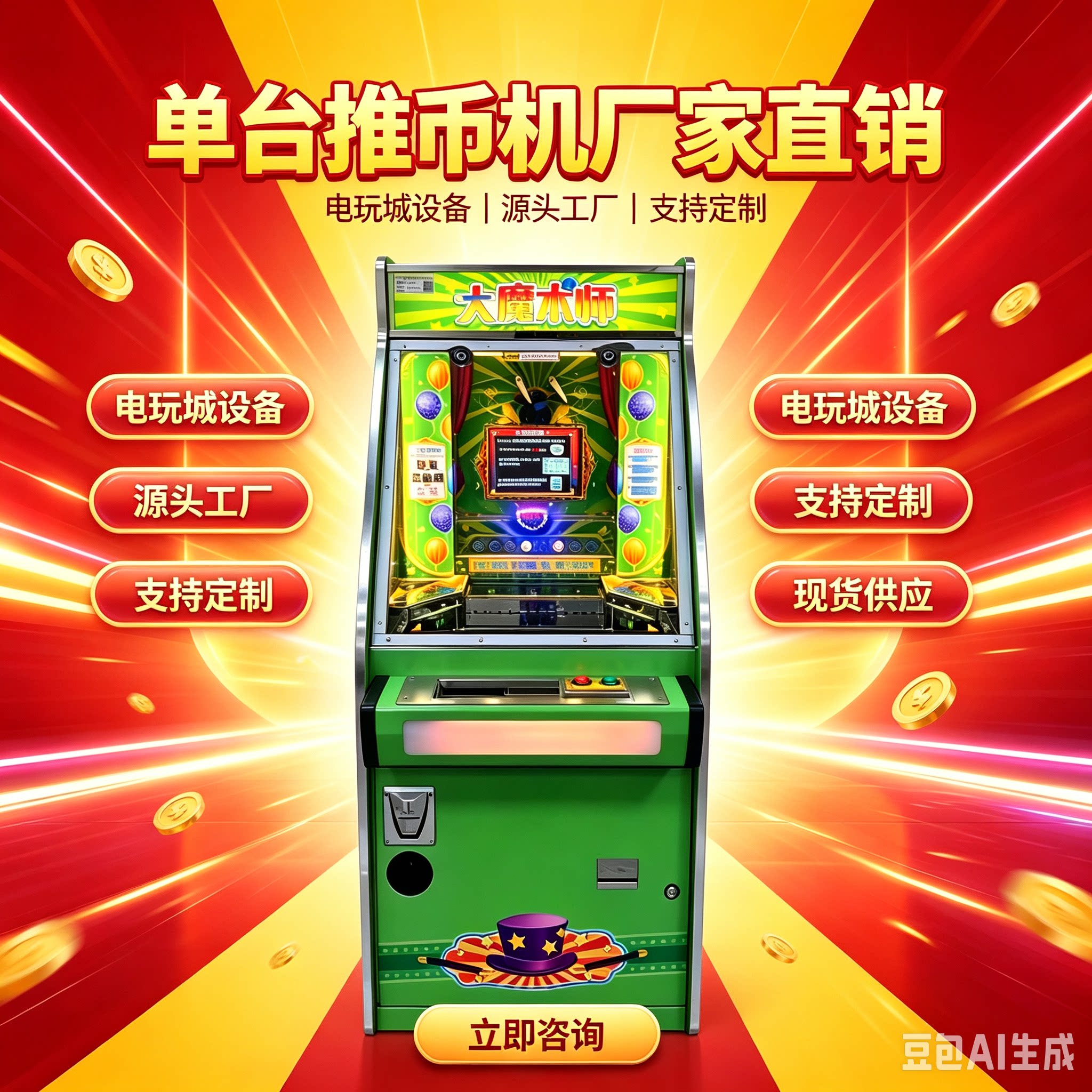 大魔术师推币机单台家用游艺机电玩城同样玩法室内投币商用游艺机