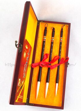 正品双羊牌善琏湖笔厂纯羊毫长锋昊日傲月凌风软毛笔礼品装行草书