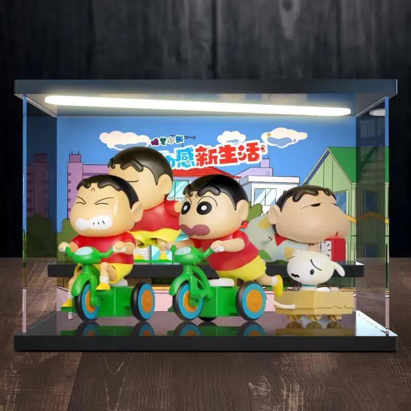 场景展示盒适用蜡笔小新动感新生活系列盲盒可动手办亚克力防尘罩