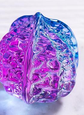 水晶核桃摆件琉璃小手把件古玩核桃手指锻炼球按摩手球玩具