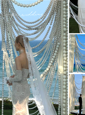 巨大珍珠串婚礼摆件挂吊装饰网红打卡店铺陈列拍照道具背景墙橱窗