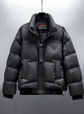 男士高蓬松羽绒服2025冬季新款潮牌欧货徽章时尚保暖休闲立领外套