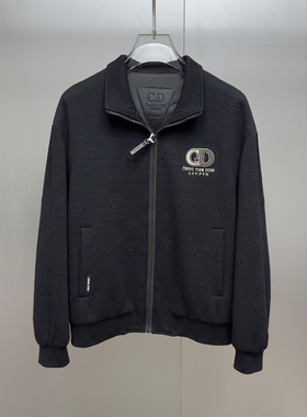 欧货时尚个性男士夹克25秋冬季新款针织提花字母刺绣加棉休闲外套