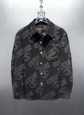 欧货时尚衬衫式男士羽绒夹克25秋冬新款字母提花高端休闲鹅绒外套