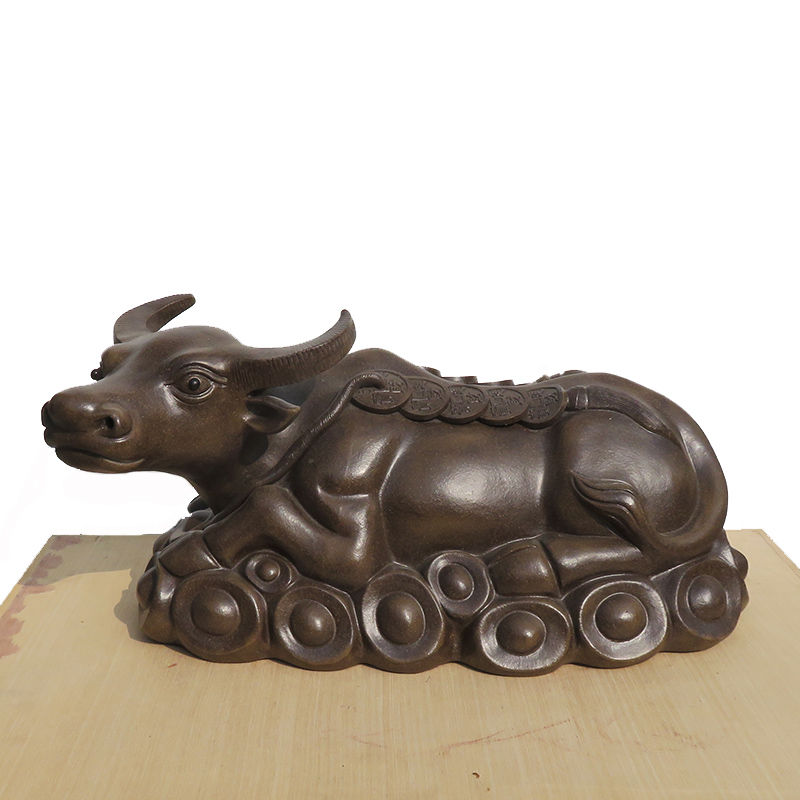 紫砂摆件雕塑牛工艺品名家手工